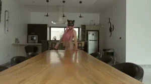 Massked cutie spreads her legs for hard meat